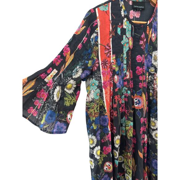 Cynthia Rowley Pleated Button Up Flutter Sleeve Dress Multi Size Medium Long - Picture 7 of 11